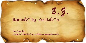 Barbély Zoltán névjegykártya