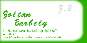 zoltan barbely business card